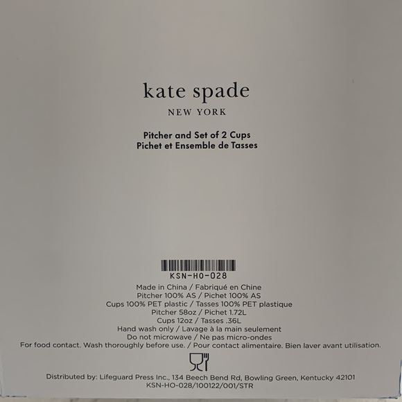 Kate Spade Lemon Pitcher Lemonade Stand Hostess Gift Acrylic NIB - Picture 3 of 3